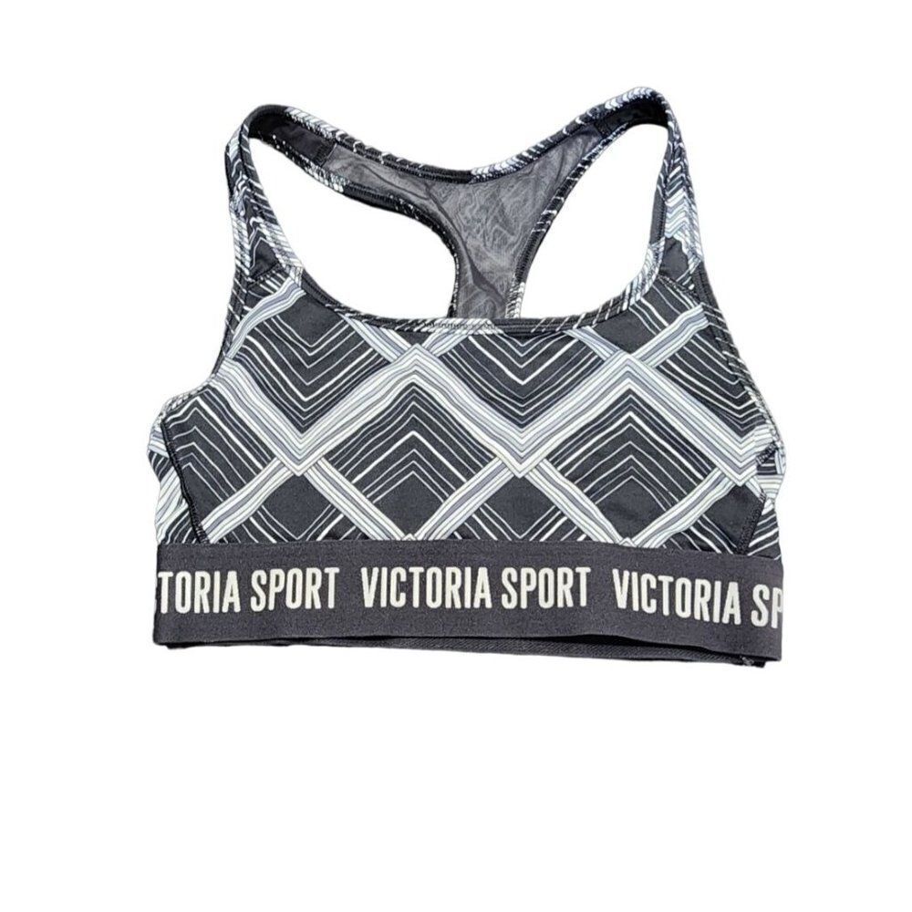 Victoria Sport XS Black Geometric Print Sports Bra in XS